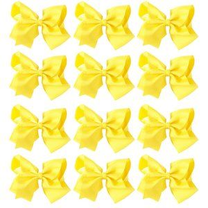 12pc Baby Girls Teens Women Solid 8" Hair Bows